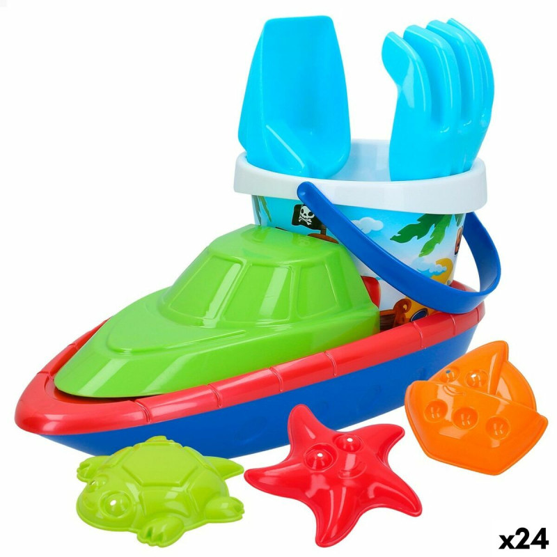 ColorBaby Ensemble Plage Camion-Chariot Avec Pelle, Râteau, Seau Et Moules Crabe-Tortue-Bateau - Pour Enfants