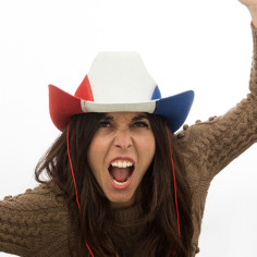 Chapeau de cow boy bleu blanc rouge