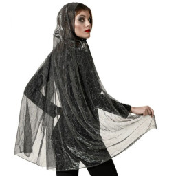 Echarpe de sourcière noire toile d'araignée 100 cm