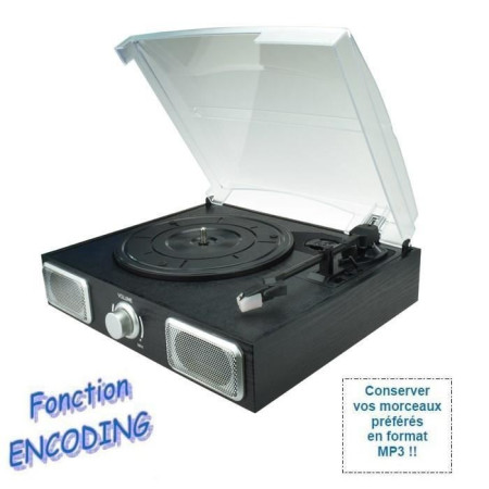 Platine vinyle INOVALLEY TD11 avec disque numérique USB et haut-parleurs intégrés