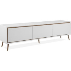 Meuble TV - ARONA - Blanc / Chene artisan - 3 abbatants - 175 x 50 x 38 cm Meuble TV - ARONA - Blanc / Chene artisan - 3 abbatants - 175 x 50 x 38 cm