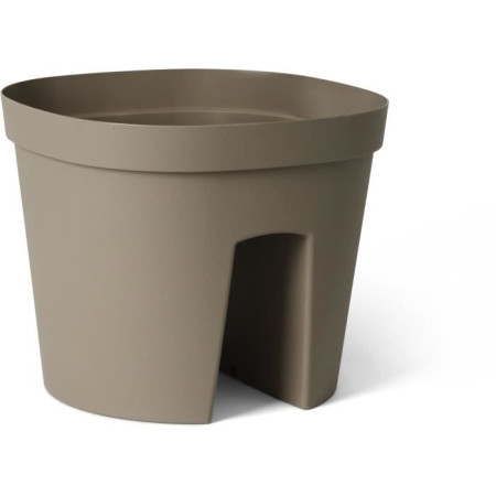 Pot balustrade - GARDEN ID Smile - Taupe 30 cm - S'adapte a toutes les balustrades -