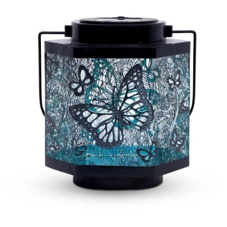Lanterne solaire - GARDEN ID Papillon - Ø13 h15 cm - Autonomie 8h - Interrupteur - Pi