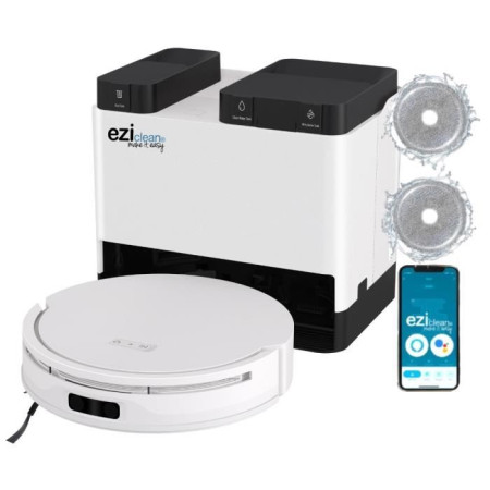 EZICLEAN All In One Z12 Ultra - Robot aspirateur laveur connecté avec base de vidage