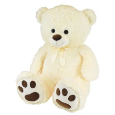Ours Creme en Peluche avec Noeud +/- 100 cm - PLANET PLUCH - Grand ours creme de 1 me Ours Creme en Peluche avec Noeud +/- 100 cm - PLANET PLUCH - Grand ours creme de 1 me