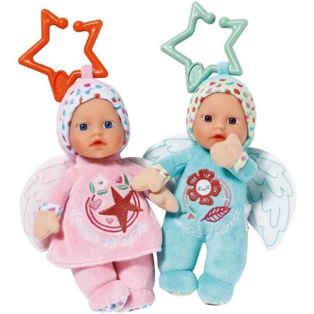 Baby Born - 2 Poupées chiffons Anges - 18cm - Peut se fixer - Hochet intégré - Tout d