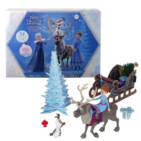 Calendrier de l'Avent La Reine des Neiges, 24 surprises avec poupées et accesssoires, Disney Frozen, Mattel, HWX20