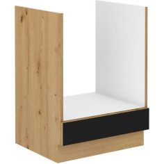 MODENA - Meuble bas four - 60 cm - Chene artisan / Noir mat - Plan de travail non inclus