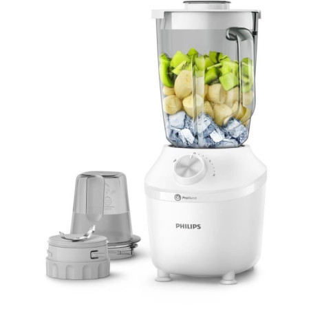 Blender - PHILIPS - HR2291/20 - Bol en verre - Capacité 1,25L - 2 vitesses - 600W - Blanc