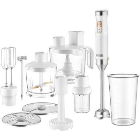Mixeur plongeant Sencor SHB 6551WH - 10 en 1 - Lames Titanium QuadBlade - 1500 W - Blanc