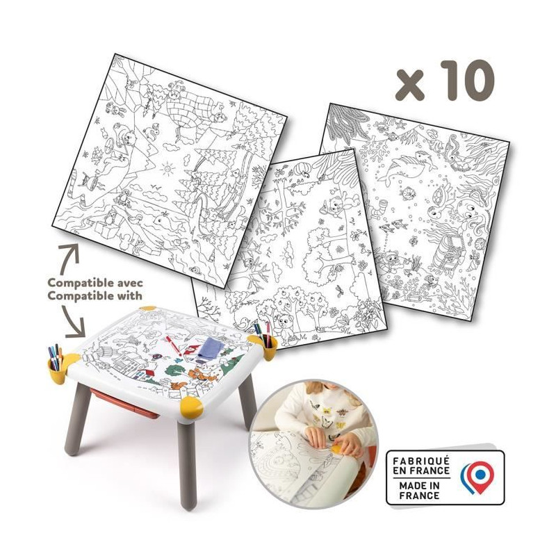 Smoby - Recharge Coloriages pour la Kid table créative - 10 feuilles