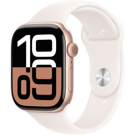 Apple Watch Series 10 GPS - 46mm - Boîtier Rose Gold Aluminium - Bracelet Light Blush
