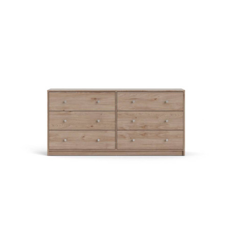 Commode OREGON 2x 3 tiroirs - Décor chene - L 143 x P 30 x H 68 cm