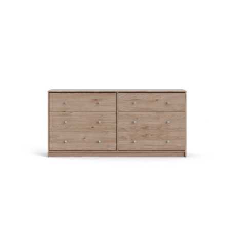 Commode OREGON 6 Tiroirs - Décor chene - L 143 x P 30 x H 68 cm