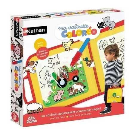 Jeu créatif - NATHAN - MA VALISETTE COLOREO - Coloriage magique a l'eau - Portable, sans taches - Feutre a eau