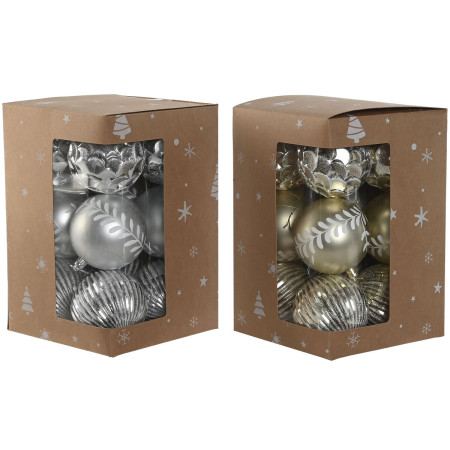 boules de noel home esprit dore argente pvc 16 x 16 x 24 cm 2 unites