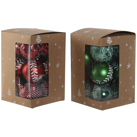 boules de noel home esprit rouge vert pvc 16 x 16 x 24 cm 2 unites