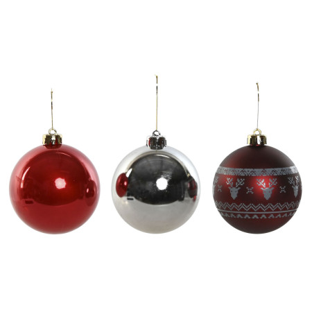 boules de noel home esprit rouge argente polyethylene 215 x 215 x 225 cm 15 pieces