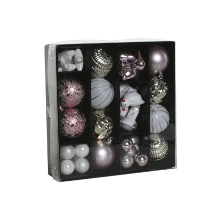 boules de noel home esprit rose pvc 25 x 6 x 25 cm