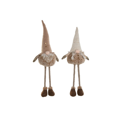 decorations de noel home esprit marron beige gnome 30 x 18 x 65 cm 2 unites