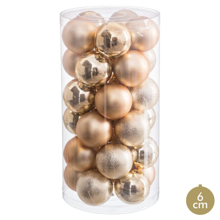 boules de noel dore plastique o 6 cm 30 unites