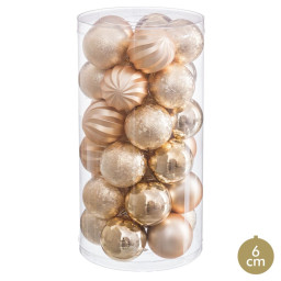boules de noel dore plastique o 6 cm 30 unites
