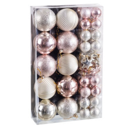 boules de noel rose plastique 50 unites