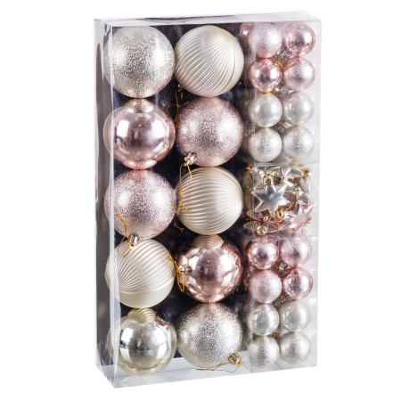boules de noel rose plastique 50 unites