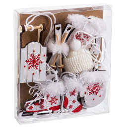 decorations de noel blanc rouge 13 x 11 x 2 cm 10 unites