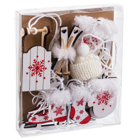 decorations de noel blanc rouge 13 x 11 x 2 cm 10 unites