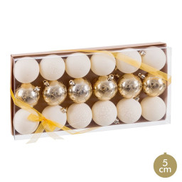 boules de noel dore plastique o 5 cm 18 unites