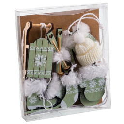 decorations de noel blanc vert 13 x 11 x 2 cm 10 unites