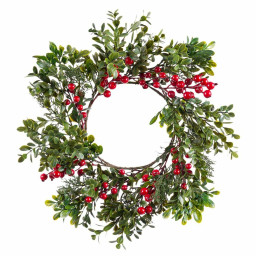 couronne de noel rouge vert plastique 35 x 35 x 8 cm