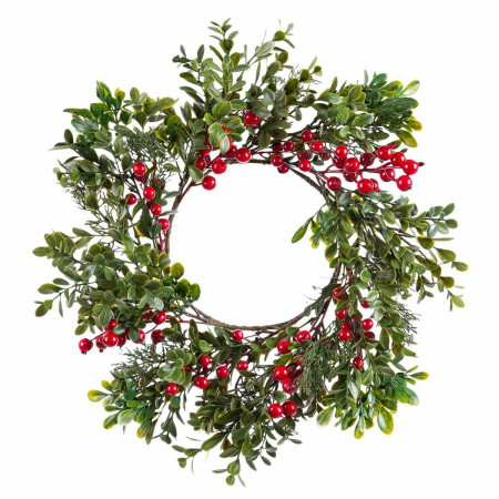 couronne de noel rouge vert plastique 35 x 35 x 8 cm