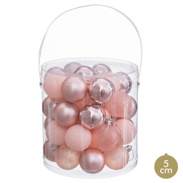 boules de noel rose plastique o 5 cm 40 unites