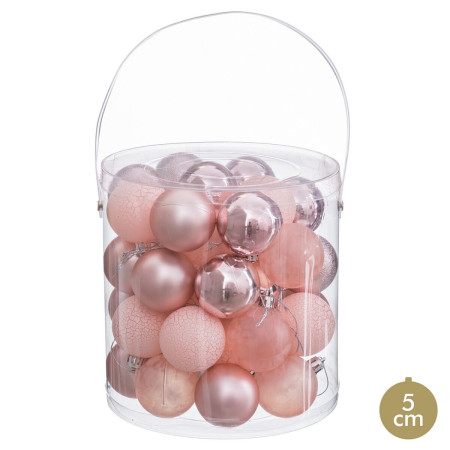 boules de noel rose plastique o 5 cm 40 unites