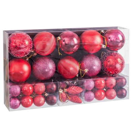 boules de noel rouge plastique 50 unites