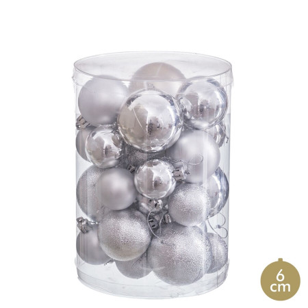 boules de noel argente plastique 27 unites