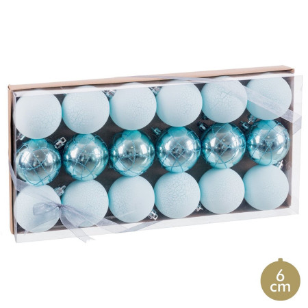 boules de noel bleu plastique o 6 cm 18 unites