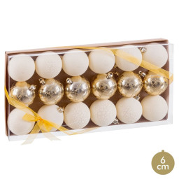 boules de noel dore plastique o 6 cm 18 unites