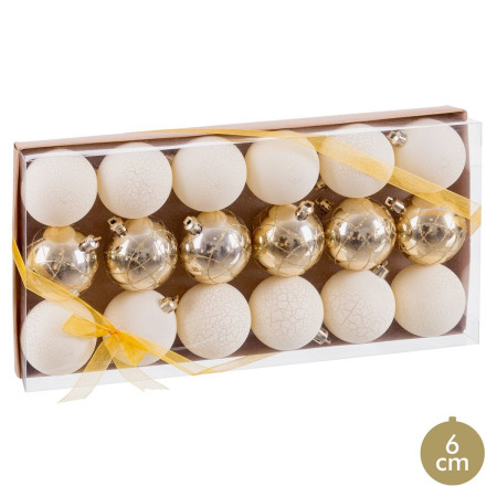 boules de noel dore plastique o 6 cm 18 unites