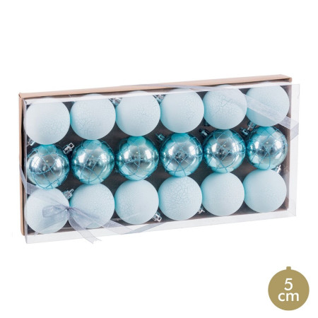 boules de noel bleu plastique o 5 cm 18 unites