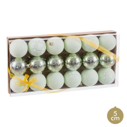 boules de noel vert plastique o 5 cm 18 unites