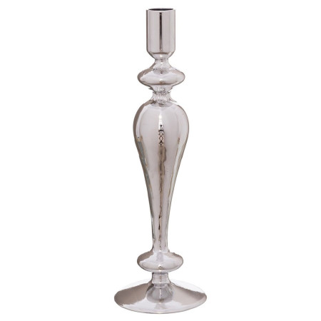 pot a bougie argente verre noel 9 x 9 x 28 cm