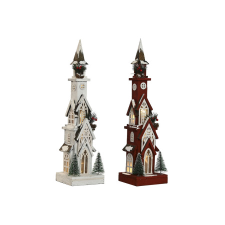 decorations de noel home esprit blanc rouge 16 x 14 x 63 cm 2 unites