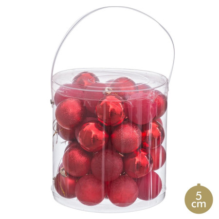 boules de noel rouge plastique o 5 cm 40 unites