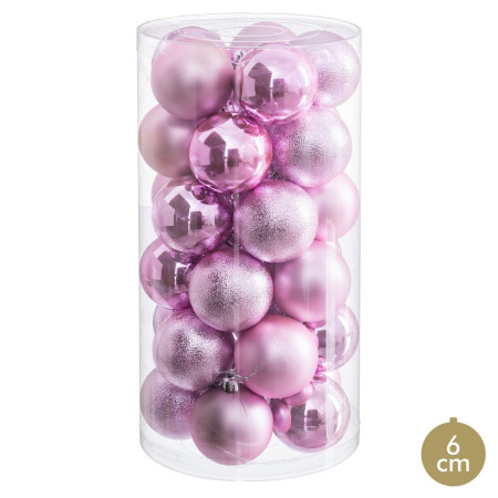 boules de noel rose plastique o 6 cm 30 unites