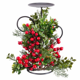 pot a bougie rouge vert metal plastique noel 15 x 15 x 25 cm