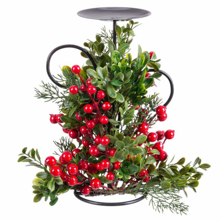 pot a bougie rouge vert metal plastique noel 15 x 15 x 25 cm