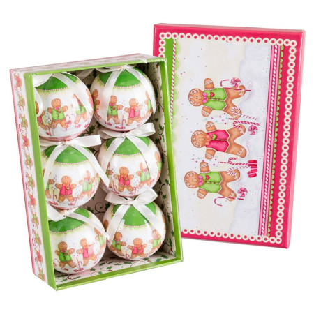 boules de noel multicouleur polyfoam o 75 cm bonhomme en pain depices 6 unites